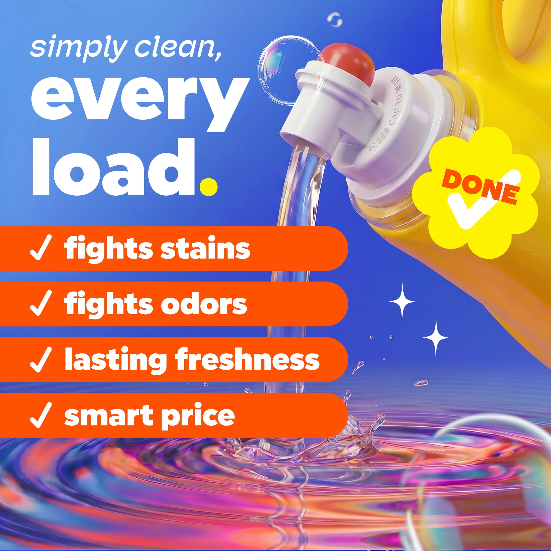 Tide Simply Laundry Detergent Liquid, Oxi Boost + Febreze Odor Defense, Sunny Breeze Scent, 129 fl oz, 96 Loads
