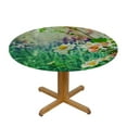 thumbnail image 3 of Round Tablecloth Fitted Table Cloth with Elastic Edge for Round Table, Floral Circular Table Cover Waterproof Wipeable, 3 of 8