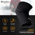 thumbnail image 6 of Heelbo Elbow Sleeve and Elbow Compression Sleeve with Copper Infused Fibers and Breathable Fabric for Tendonitis, Golfers Weight Lifting, Tennis Elbow or Arthritis for Men and Women, Black, Medium, 6 of 7