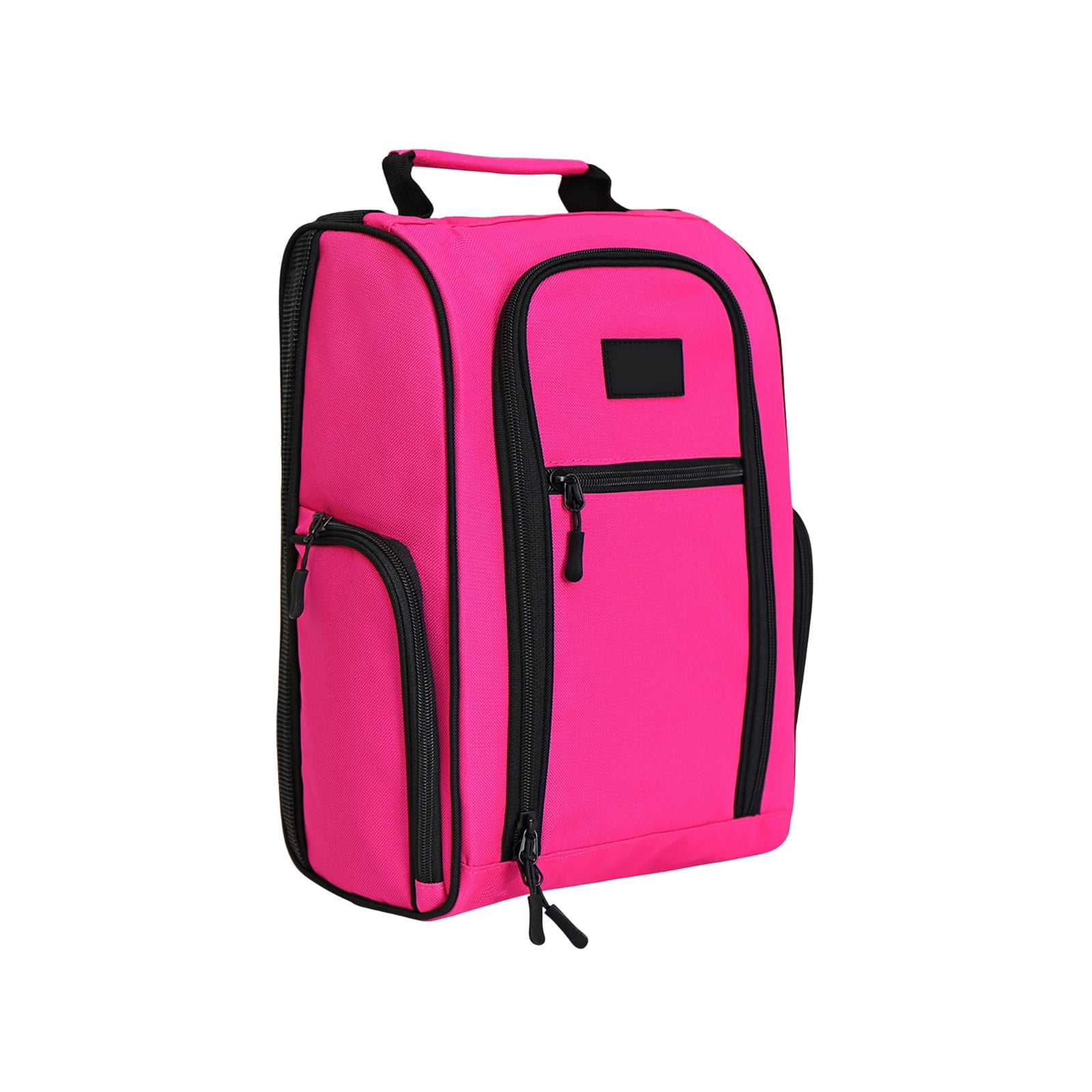 Golf Shoe Bag Portable Oxford Breathable Dustproof Travel Shoe Carrier with Side Pocket Double Zipper for Men Women Fits Up to Size 14 Hot Pink