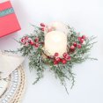 thumbnail image 4 of 6 Pcs Christmas Candle Rings Wreath Artificial Candle Rings with Red Berry, Snowy Pine Garland Candle Ring Holder for Christmas Decorations Table Centerpiece, 4 of 8