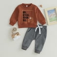 thumbnail image 3 of Fortune Toddler Boy 2PCS Fall Set, Long Sleeve Letter Pie Print Sweatshirt Tops Drawstring Pants, 3 of 8