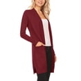 thumbnail image 2 of Women's Casual Long Sleeve Open Front Solid Cardigan with Side Pockets, 2 of 5