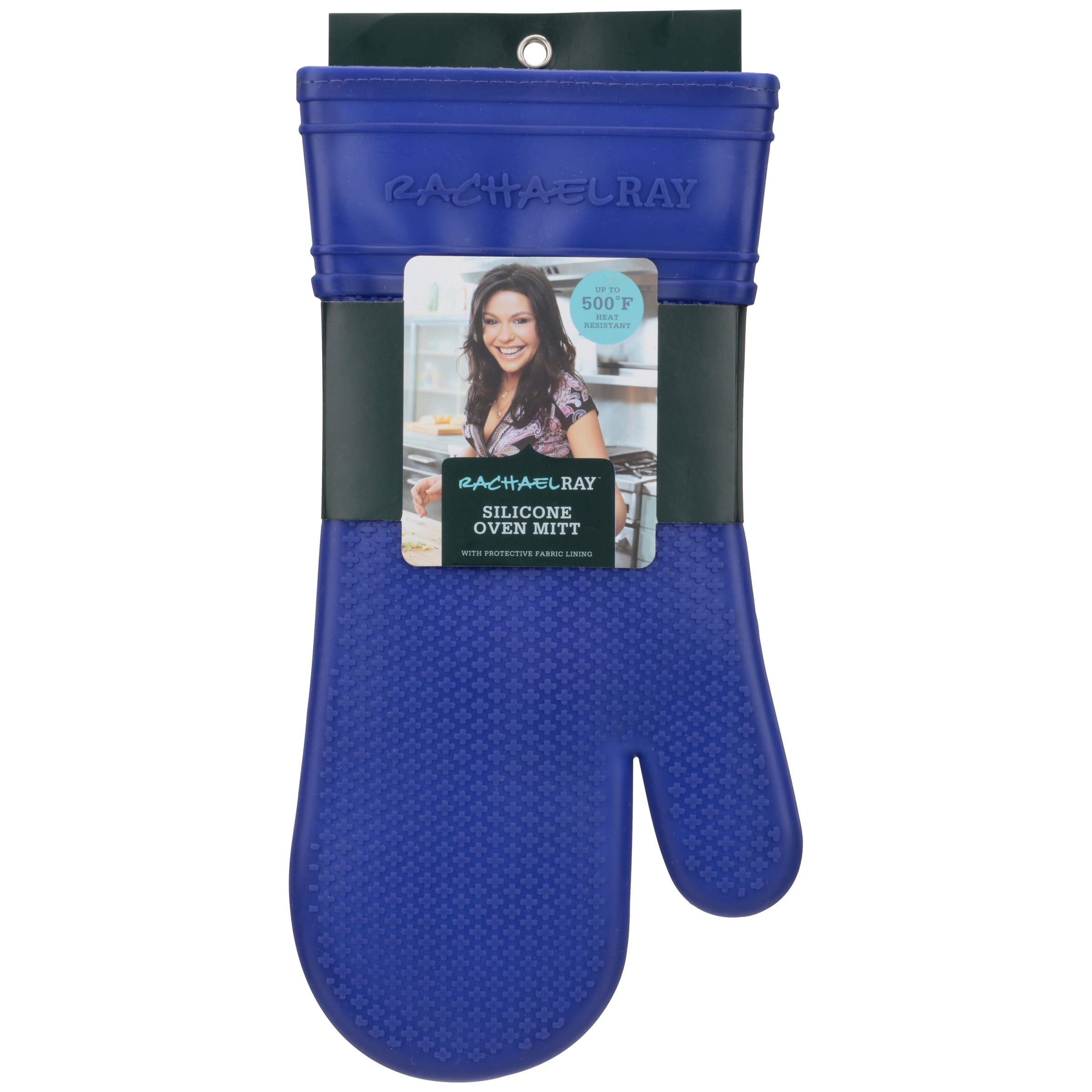 Rachel Ray Silicone Oven Mitt Glove W/ Protective Fabric Lining Blue