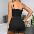 thumbnail image 4 of cfhntfmh Womens Pajama Sets Ribbed Lace Sleeveless Soft Stretch Cami Shirts Knit Cute Trim Ruffled Shorts Sleepwear Pjs Sets, 4 of 6