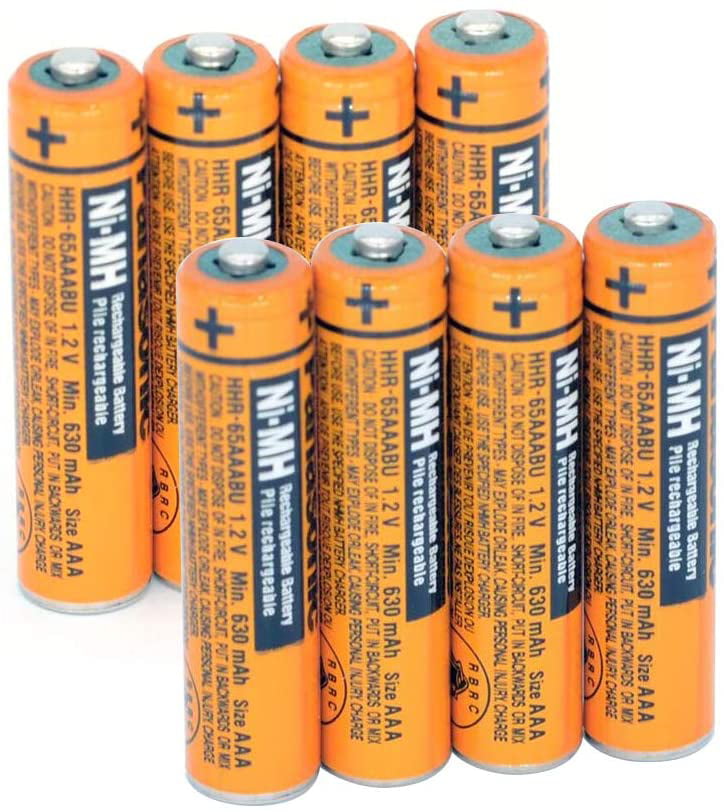 8PCS NI-MH AAA Rechargeable Battery for Panasonic HHR-65AAABU 1.2V Replacement Battery 