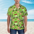 thumbnail image 4 of Easygdp Cute Green Frog Men's Hawaiian Shirts Print Lapel Short Sleeve for Beach, vacation, party, casual occasions - XX-Large, 4 of 9