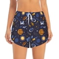 thumbnail image 2 of Rateoe Galaxy Printed 2 in 1 Women's Workout Shorts for Athletic Gym Running Shorts with Phone Pockets-Small, 2 of 7
