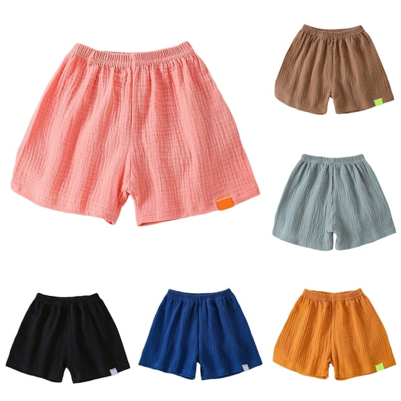Gyujnb Girls Waffle Weave Loose Shorts Soft No Crease Breathable Cool Everyday Wear Sizes 1-12 Years