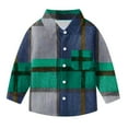 thumbnail image 3 of Cethrio Boys' Button Down Shirts, Casual Fall Plaid Collared Long Sleeve Shirts Blue Size 8, 3 of 5