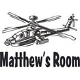 thumbnail image 2 of Chopper Helicopter Plane Cartoon Customized Wall Decal - Custom Vinyl Wall Art - Personalized Name - Baby Girls Boys Kids Bedroom Wall Decal Room Decor Wall Stickers Decoration Size (35x40 inch), 2 of 2