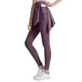 thumbnail image 4 of WLJ Women Solid Color Lace Up Waistband Pocket Yoga Pants With Skirt, 4 of 6