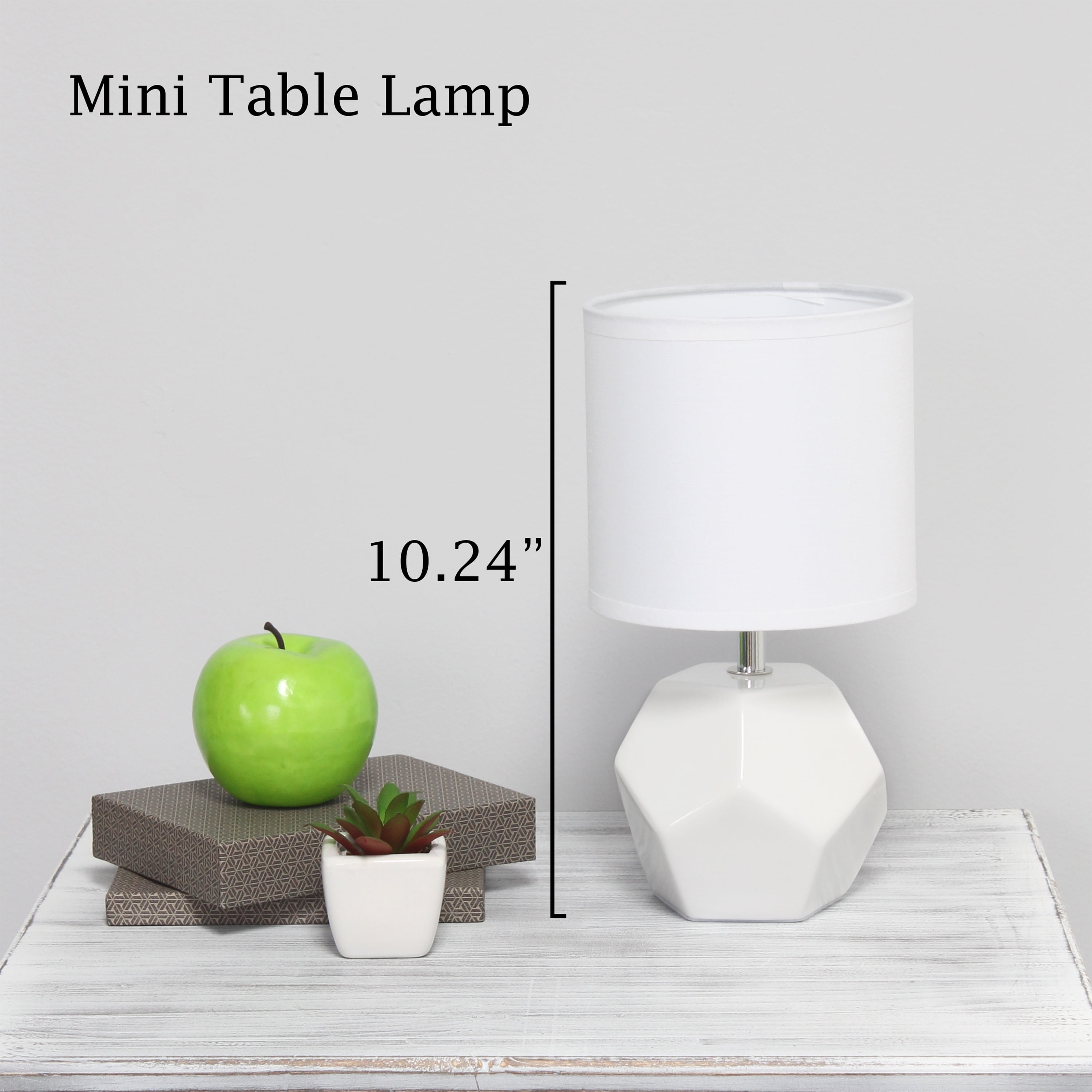 Simple Designs Round Prism Mini Table Lamp with Matching Fabric 