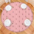 thumbnail image 2 of Pink Geometric Lattice Pattern Round Fitted Tablecloth with Elastic Edge,Dining Table Cover Waterproof,Outdoor Round Tablecloth for Camping,Dining,Indoor and Outdoor, 2 of 7
