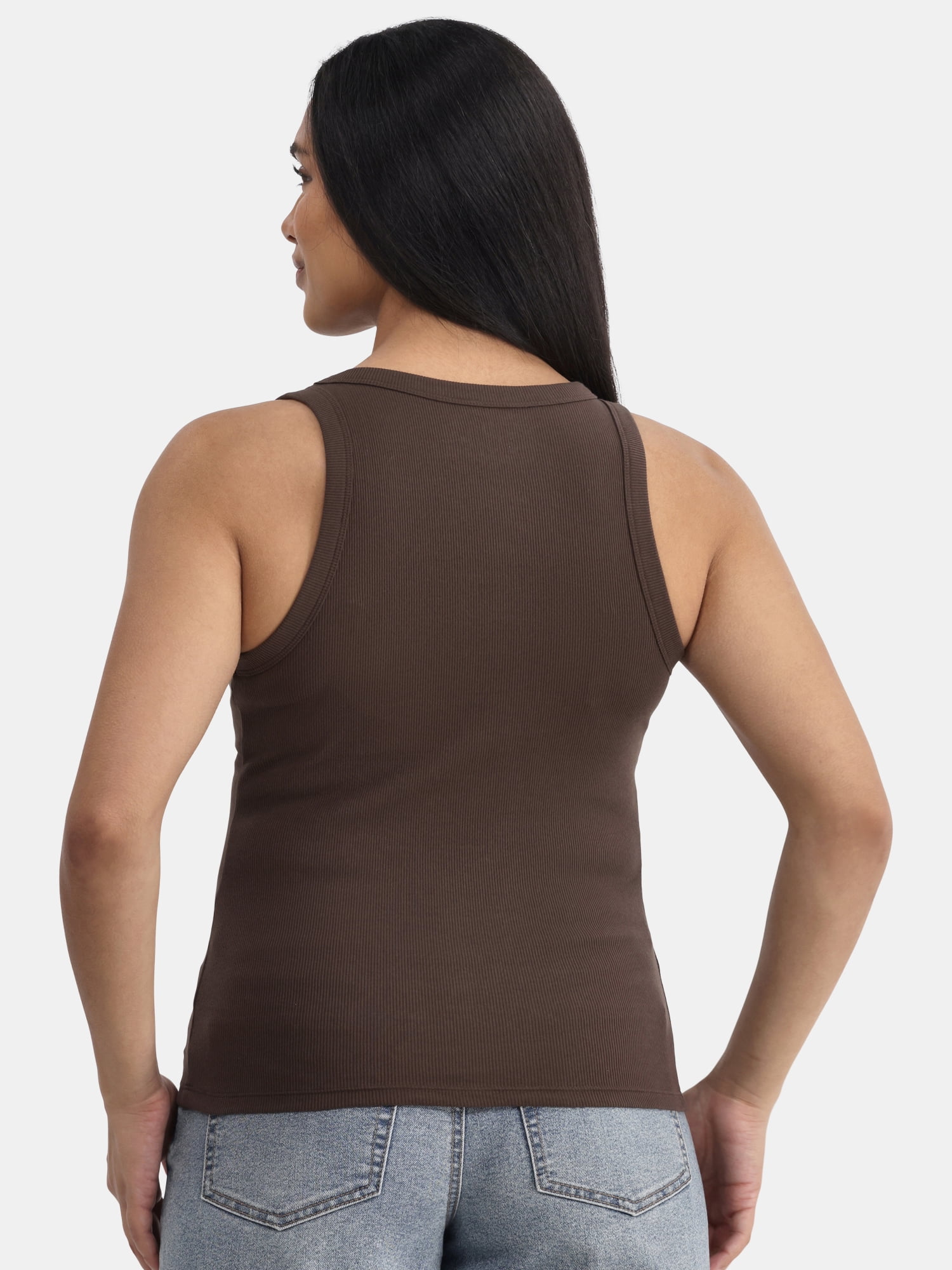 Time and Tru Women's High Neck Ribbed Tank Top, Sizes XS-XXXL