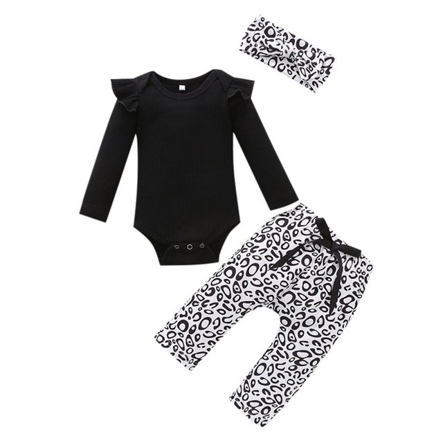 Gibobby Conjunto de Bebé A Niño piezas de ropa para Niñass recién nacidas, traje de otoño infantil, mono de manga larga(Negro, 3-6 Meses)