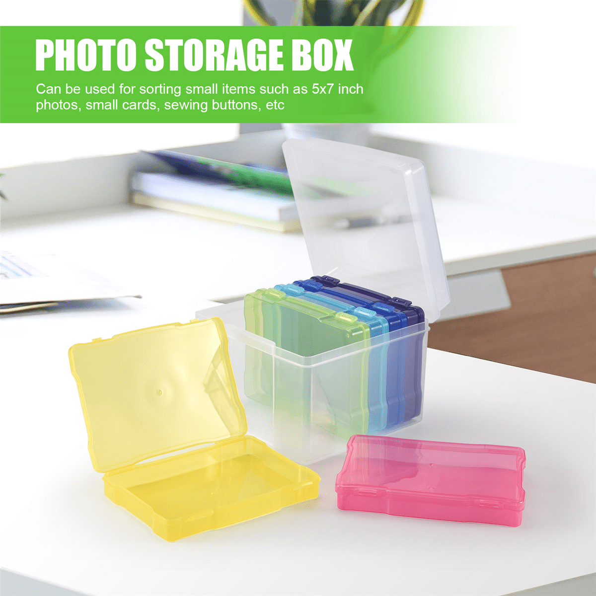 5X7 inch Photos Cases and Clear Craft Keeper with Buckle Design 6 Inner Cases Plastic Storage Container Box A