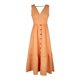 thumbnail image 3 of Vestido Vestido ceñido al cuerpo para mujer Traje de vacaciones de color sólido con botones y dobladillo con volantes sin espalda Ygjytge Naranja T M para Mujer, 3 of 8