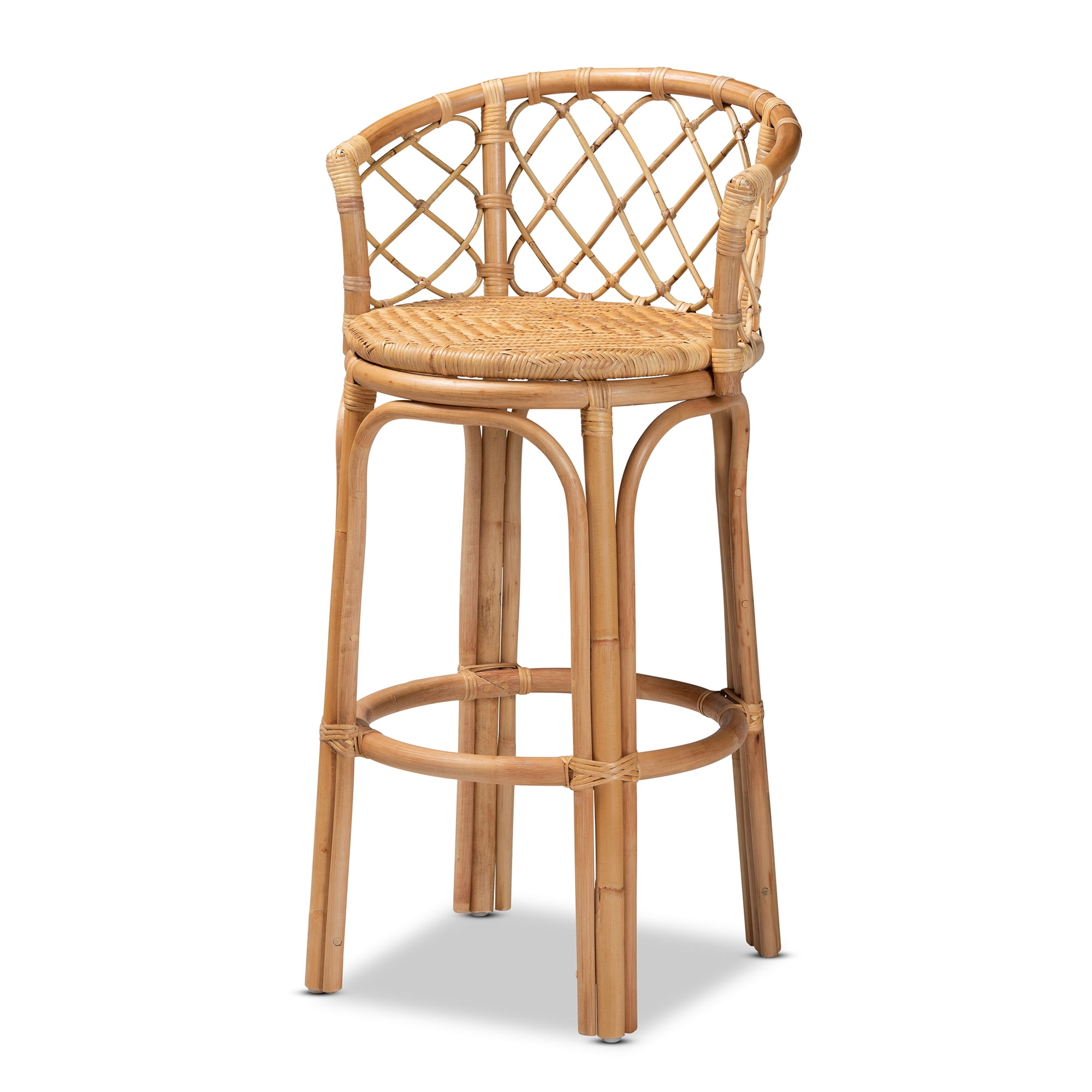 bali & pari Orchard Rattan BOHO Bar Stool, Natural Brown
