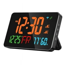 Digital Clock Alarm WiFi Clock, Extra Large Letters, Temperature & Humidity, Calendar, Week,B