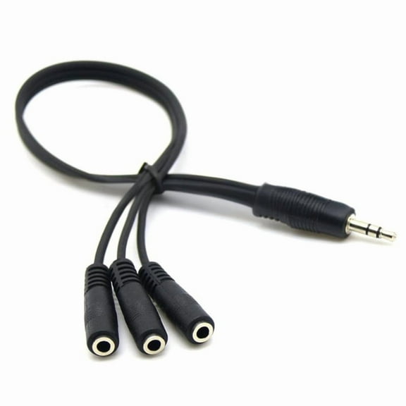 30cm 3.5mm Audio Splitter Cable with 3 Outputs, Nickel Plated Fluorescent PVC Housing Microphone Connection Cord Wire