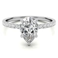thumbnail image 4 of Solitaire Brilliance 2.5Ct Pear Lab Grown Diamond Hidden Halo with Pave Accent Wedding Solitaire Ring 10K White Gold, Ring Size 6, 4 of 5