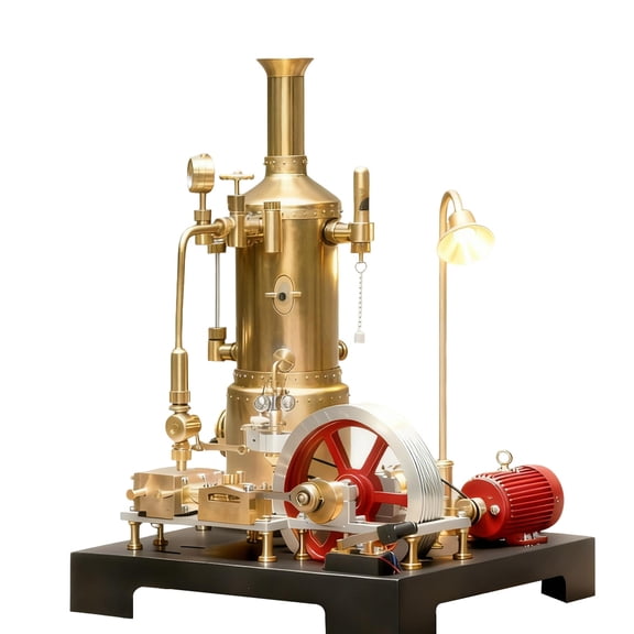 Retrol SE-03 Mill Steam Engine and Boiler Model Kit with Generator and Lamp Stand, Collectible Vintage Steampunk Workshop Model for Adults (38PCS)