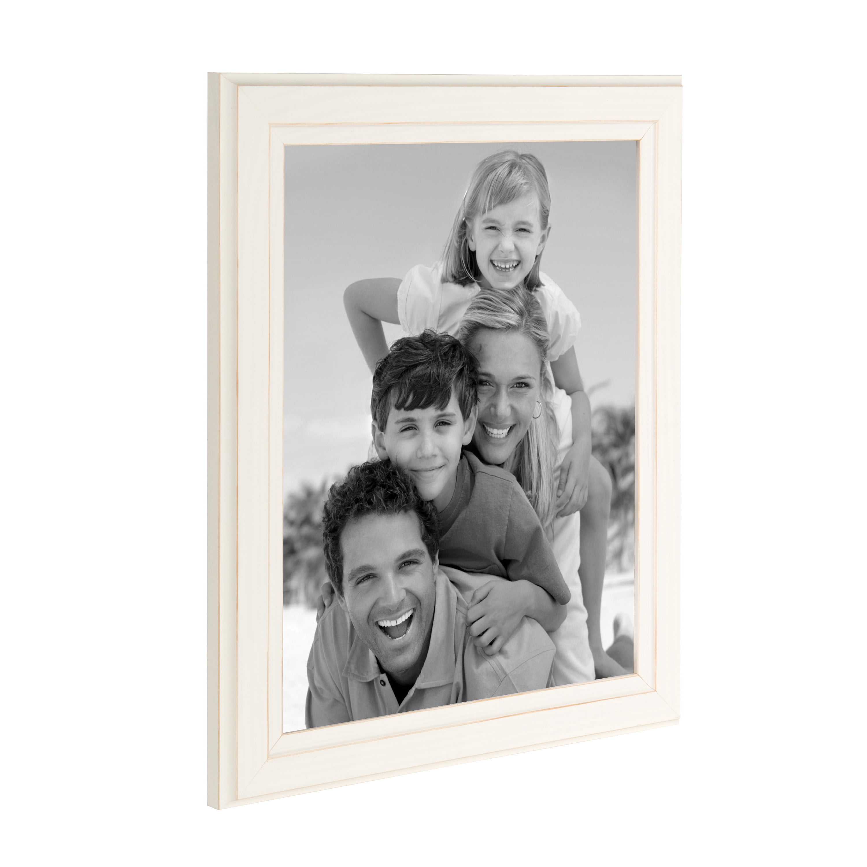 DesignOvation Kieva Solid Wood Picture Frame, Distressed Soft White 8x10, Pack of 6