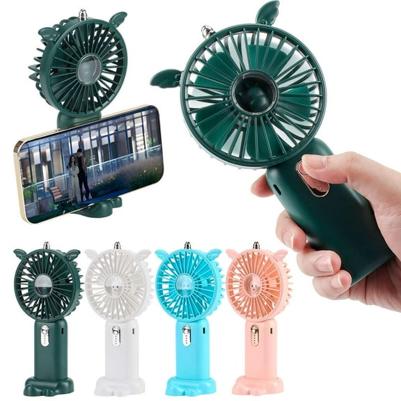 Gustave Portable Handheld Fan Rechargeable Mini Personal Fan 3 Speeds 1200mAh Pocket Fan Battery Operated with Base & Phone Holder for Travel, Home, Office, Outdoor "Pink - Unicorn"