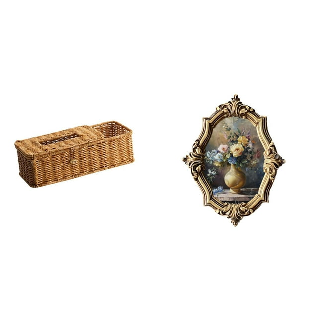 Estuche para pañuelos de escritorio,Caja de pañuelos faciales de papel retro de madera,Tapa para caja de pañuelos,porta servilletas de papel facial,Marco de fotos,Marco de fotos Decoración