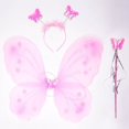 thumbnail image 2 of Conjunto de 3 piezas para niños, diadema de mariposa, varita de alas, traje de fotografía de verano para niñas, amarillo, verde, morado, rosa, accesorios de cuento de hadas, 2 of 4