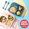 thumbnail image 3 of CNKOO 4Pcs/Set Wheat Stalk Kids Dinnerware Set - Children Dishes - Food Plate Spoon Fork Set Dishware, Cartoon Tableware, Dishwasher Safe Kids Healthy Mealtime, BPA Free (Dinosaur), 3 of 7