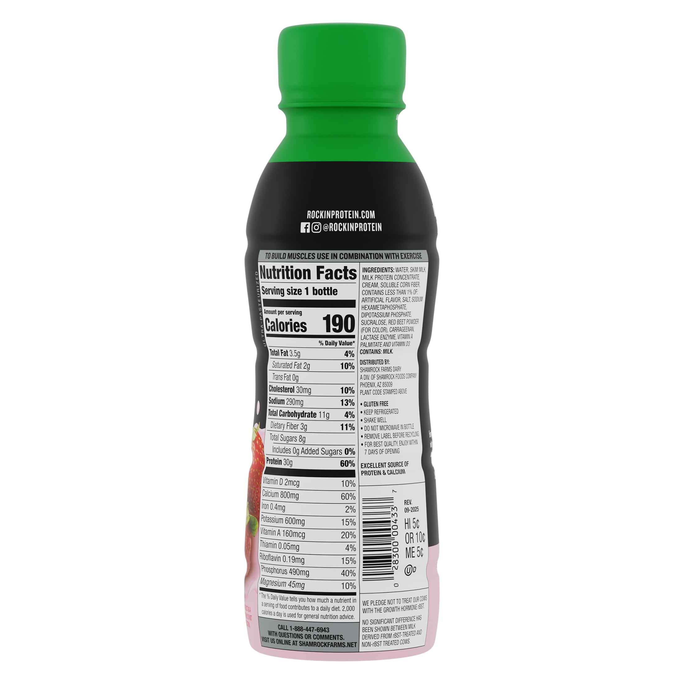 Shamrock Farms Lactose Free, Rockin' Protein Builder, Strawberry, 12 fl. oz. Bottle