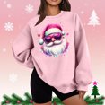 thumbnail image 2 of Feancey Funny Graphic Sweatshirts for Women Christmas Ugly Sweatshirt Oversized Long Sleeve Crewneck Pullover Cute Santa Claus Print Tops Pink XXL, 2 of 6