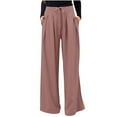 thumbnail image 2 of Rollbacks & More LEBONYARD Womens Pants Clearance,Women Solid Color Fashionable Drawstring Zipper Casual Lace Up Straight Leg Wide Leg Pants Coffee XXL, 2 of 5