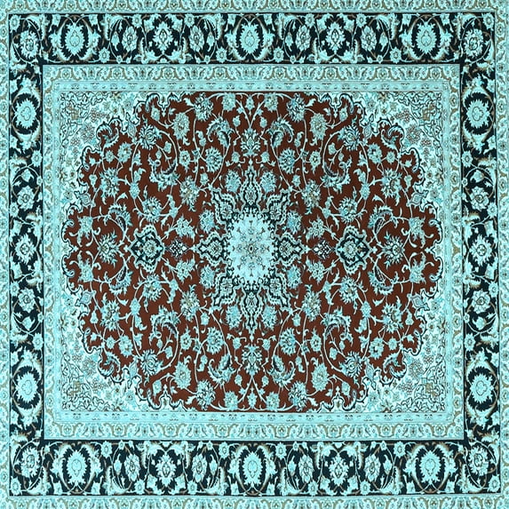 Ahgly Company Indoor Square Persian Light Blue Traditional Area Rugs, 5' Square