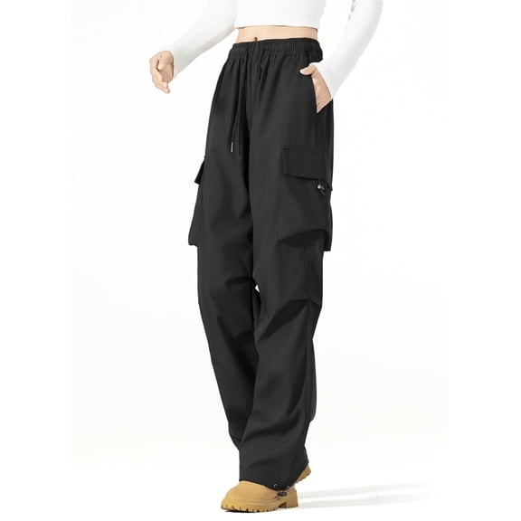 FITOP Women's Parachute Cargo Pants with Pockets Quick Dry Hiking Pants Lightweight Baggy Joggers