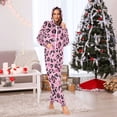 thumbnail image 2 of Adult Christmas Onesie Leopard Print Pink Pattern Zipper One-Piece Pajamas Unisex with Pockets, 2 of 6