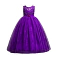 thumbnail image 2 of SGFCWSX Girls Princess Dress Sleeveless Floral Lace Beaded Bodice Full Length Lace Skirt Birthday Evening Formal Party Dress Purple Size 7-8 Years, 2 of 7