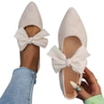 thumbnail image 3 of Hinvhai Pointed Toe Ballet Flats for Women Slip on Comfortable Flats with Bow Dressy Casual Work Shoes Beige 6(37), 3 of 7