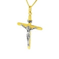 thumbnail image 2 of Precious Stars Jewelry 14k Two-tone Gold Crucifix Religious Pendant with 1-mm Box Chain, 2 of 7