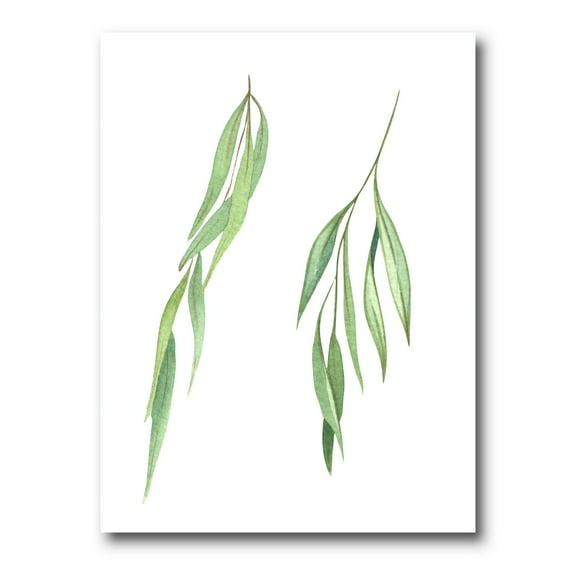 Two Willow Branches On White 12 in x 8 in Painting Canvas Art Print, by Designart