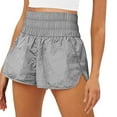 thumbnail image 3 of Elainilye Fashion Womens High Waisted Running Shorts Casual Yoga Pants Versatile Breathable Sports Shorts Thin Hot Pants,Gray, 3 of 9