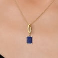 thumbnail image 3 of Gem Stone King 14K Yellow Gold Blue Lapis and Lab Grown Diamond Pendant Necklace for Women | 2.03 Cttw | Gemstone Birthstone | Emerald Cut 9X7MM | With 18 inch Chain, 3 of 6