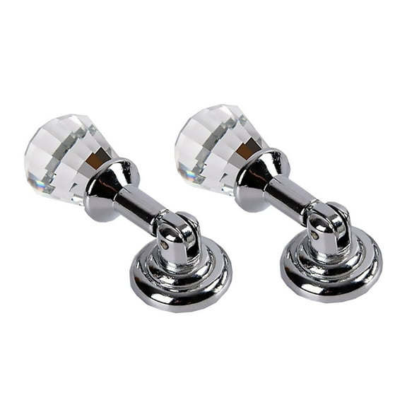 Unbranded 2Pcs Crystal Drawer Pulls Solid Single Hole White Closet Door Handle European Antique Style for Bathroom Cabinet Silver White