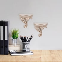 HAMPPLIES 1Pcs Wall Shelves Living Room Golden Carved Design Resin For Home Decorative Storage Rack 18.3x6.7in