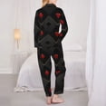 thumbnail image 6 of Wukai Red Poker Print Women's Pajama Set - Soft Long Sleeve Sleepwear for Comfort and Style-, 6 of 9