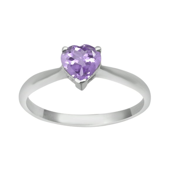 Dainty 925 Sterling Silver 5 MM Heart Pink Amethyst Women Valentines Day Gifts Stacking Ring