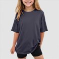 thumbnail image 2 of NIEWTR Girls T-Shirts Short Sleeve Shirt for Big Girls Soft Cotton Tees Kids Tshirts Summer Tops Clothes(Grey,130), 2 of 4