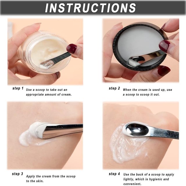 Mini cuchara de espátula cosmética, espátula de cuchara de maquillaje de metal, espátula de belleza para cosmética facial, máscara de crema facial (5 piezas, plata)